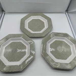 Set of 3 Vintage Independence Limerick Dinner Plate Plates Green Japan Ironstone